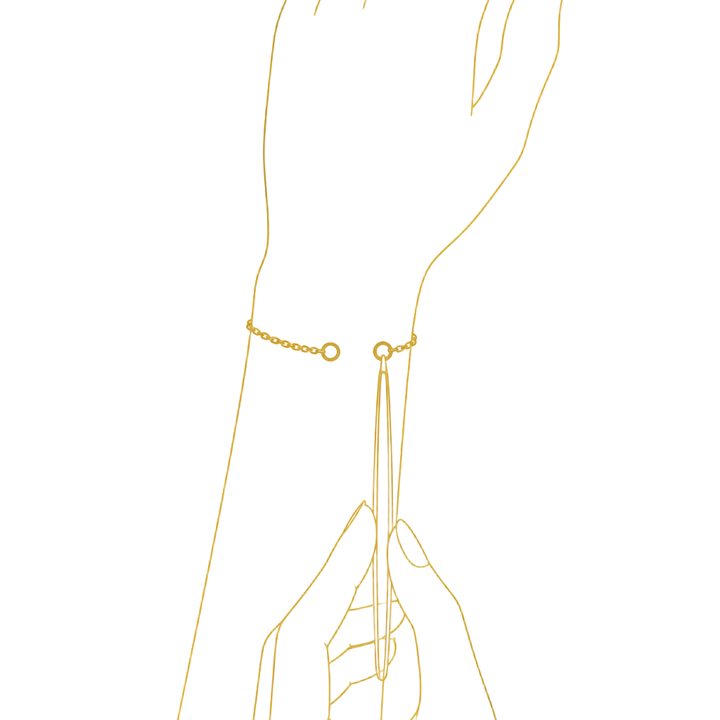 Armband um Handgelenk, Werkzeug am Verschluss